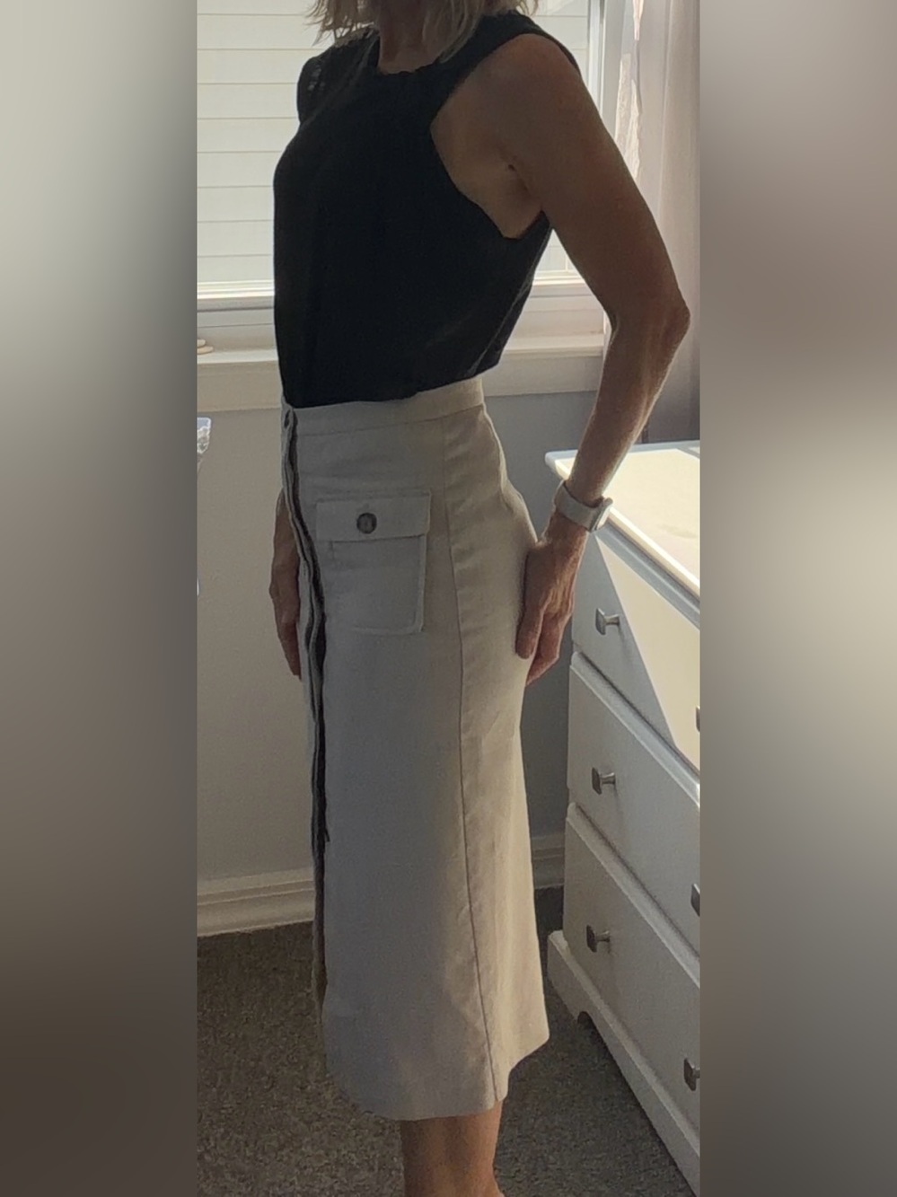 Ann Taylor Linen Column Skirt 90s style